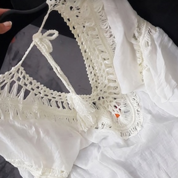 Tassel Pom Pom White Cover Up - Picture 6 of 6